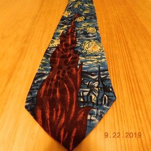 Vintage  RM Style Van Gogh Starry Night Necktie